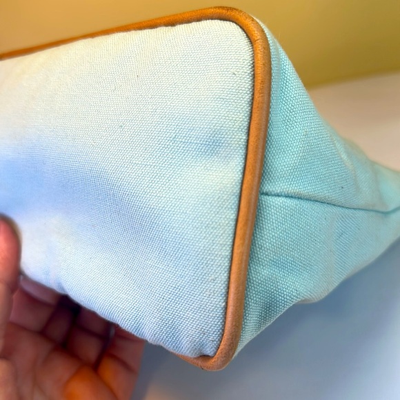 Hermes Bolide 30 Pouch Light Blue Cotton and Leather Made in France - Picture 8 of 13